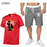 Summer new One Piece Luffy Sale Men's Sets T Shirts+Shorts Two Pieces Sets Casual Tracksuit Tshirt anime summer Sportswears set