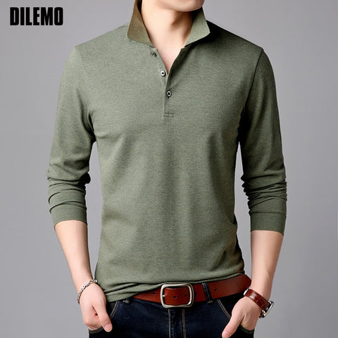 2020 Top Grade New Fashion Brands Polo Shirt Mens Solid Color Long Sleeve Slim Fit Korean Boys Poloshirt Casual Men Clothing