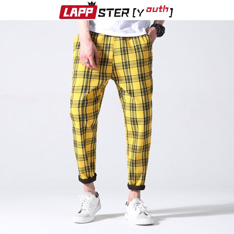 LAPPSTER-Youth Men Plaid Pants Streetwear 2020 Harajuku Korean Fashions Autumn Joggers Pants Sweatpants Man 5 Colors Harem Pants