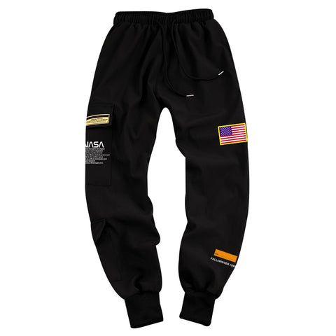 Men Cargo Pants USA Flag Letters Printed Streetwear Space Astronaut Trousers Sweatpants Size Pockets Jogger Sport Track Pants