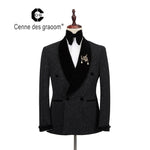 2020 Cenne Des Graoom New Men Suit Tuxedo Two Pieces Double Breasted Shawl Lapel Wedding Party Singer Costume Groom Christmas