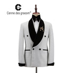 2020 Cenne Des Graoom New Men Suit Tuxedo Two Pieces Double Breasted Shawl Lapel Wedding Party Singer Costume Groom Christmas
