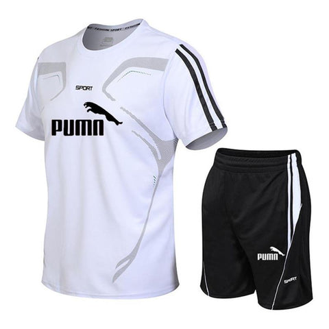 New men's sportswear suit GYM fitness suit football training suit jersey running men's suit T-shirt + shorts casual sportswear