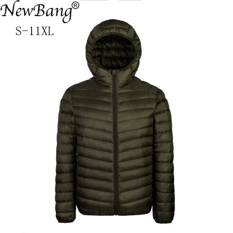 NewBang Plus 9XL 10XL 11XL Down Coat Male Large Size 90% Ultra Light Down Jacket Men Lightweigh Warm Coat Hooded Feather Parka